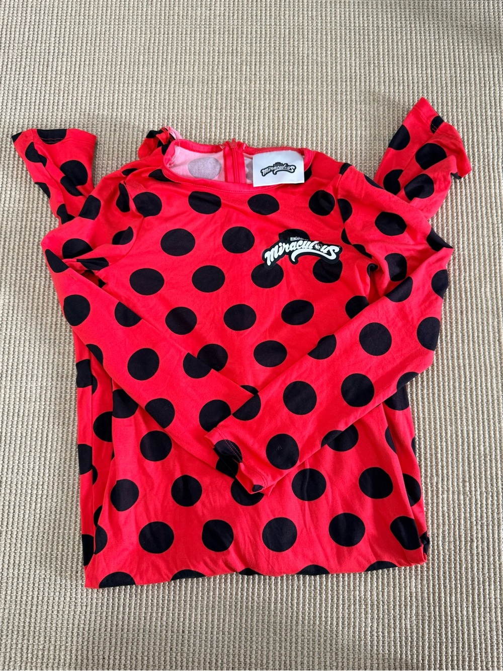 Miraculous Ladybug Red and Black Polka Dot Costume Top for Kids Size 6